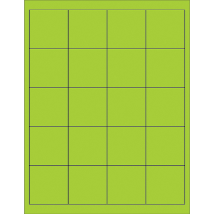 2 x 2" Fluorescent Green Rectangle Laser Labels