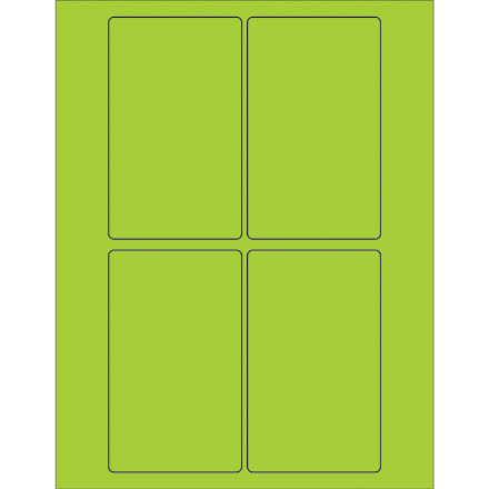 3 x 5" Fluorescent Green Rectangle Laser Labels