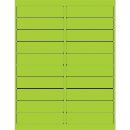 4 x 1" Fluorescent Green Rectangle Laser Labels