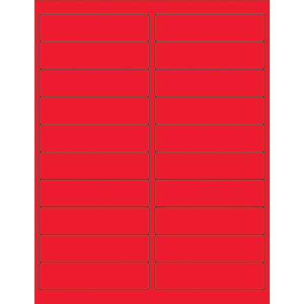 4 x 1" Fluorescent Red Rectangle Laser Labels