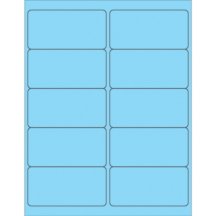 4 x 2" Fluorescent Pastel Blue Removable Rectangle Laser Labels