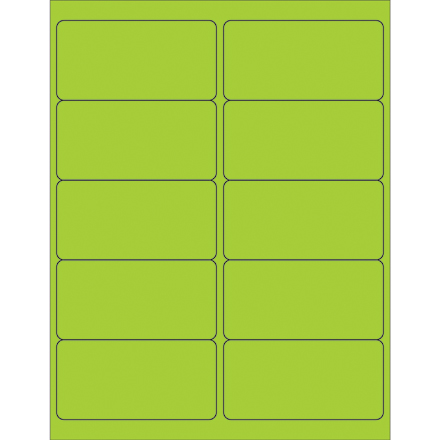 4 x 2" Fluorescent Green Removable Rectangle Laser Labels