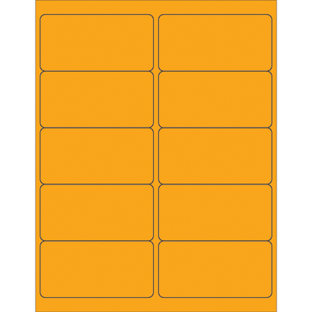 4 x 2" Fluorescent Orange Removable Rectangle Laser Labels