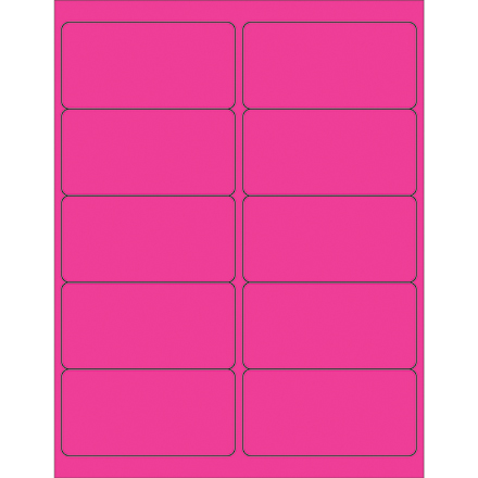 4 x 2" Fluorescent Pink Removable Rectangle Laser Labels