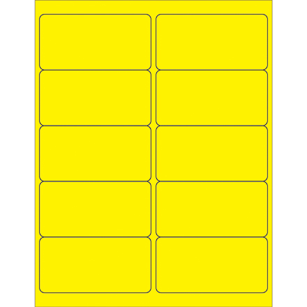 4 x 2" Fluorescent Yellow Removable Rectangle Laser Labels