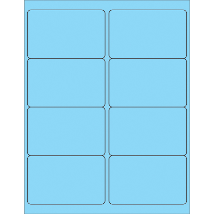 4 x 2 <span class='fraction'>1/2</span>" Fluorescent Pastel Blue Rectangle Laser Labels