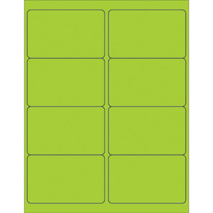 4 x 2 <span class='fraction'>1/2</span>" Fluorescent Green Rectangle Laser Labels