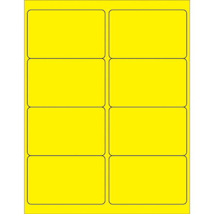 4 x 2 <span class='fraction'>1/2</span>" Fluorescent Yellow Rectangle Laser Labels
