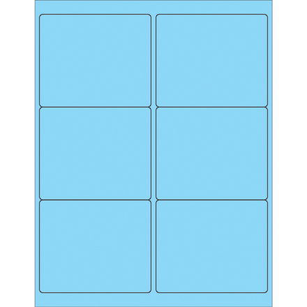 4 x 3 <span class='fraction'>1/3</span>" Fluorescent Pastel Blue Rectangle Laser Labels