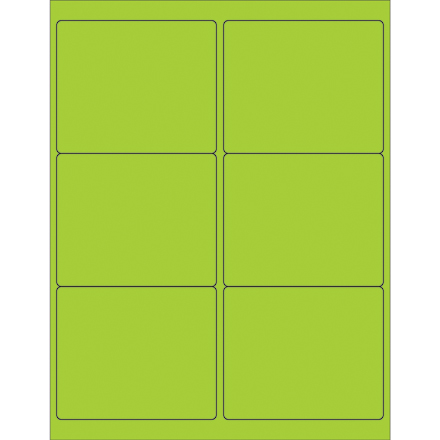 4 x 3 <span class='fraction'>1/3</span>" Fluorescent Green Rectangle Laser Labels