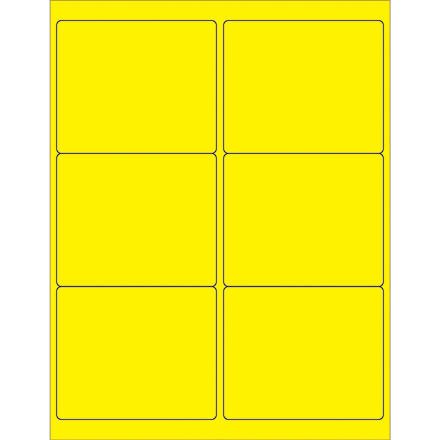 4 x 3 <span class='fraction'>1/3</span>" Fluorescent Yellow Rectangle Laser Labels
