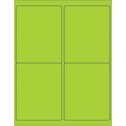 4 x 5" Fluorescent Green Rectangle Laser Labels
