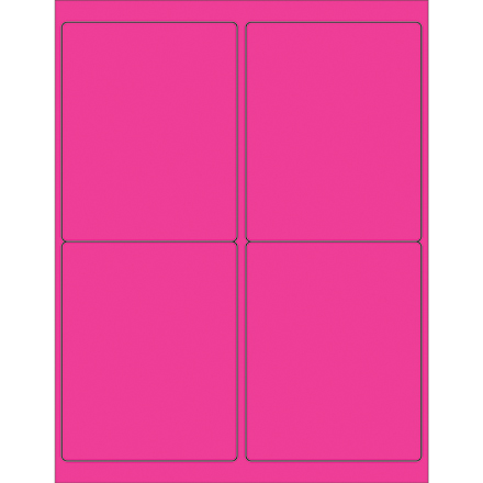 4 x 5" Fluorescent Pink Rectangle Laser Labels