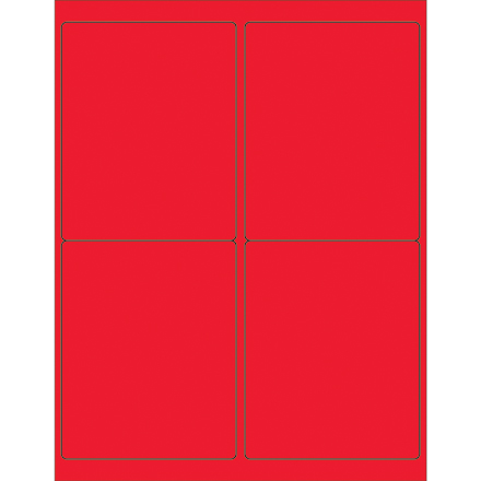 4 x 5" Fluorescent Red Rectangle Laser Labels