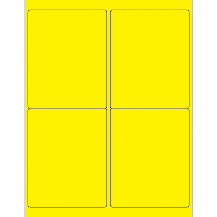 4 x 5" Fluorescent Yellow Rectangle Laser Labels
