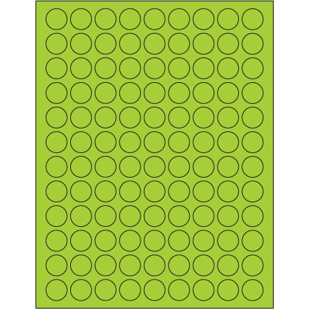 3/4" Fluorescent Green Circle Laser Labels