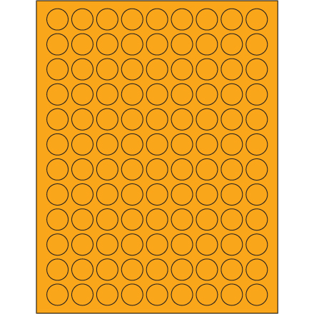 3/4" Fluorescent Orange Circle Laser Labels
