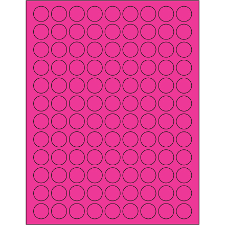 3/4" Fluorescent Pink Circle Laser Labels