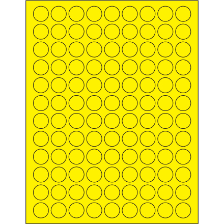 3/4" Fluorescent Yellow Circle Laser Labels