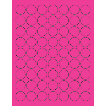 1" Fluorescent Pink Circle Laser Labels