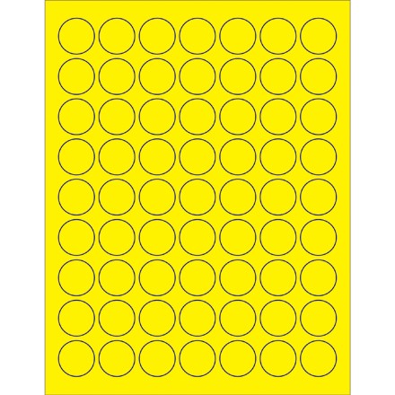 1" Fluorescent Yellow Circle Laser Labels