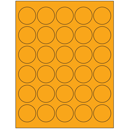 1 <span class='fraction'>1/2</span>" Fluorescent Orange Circle Laser Labels