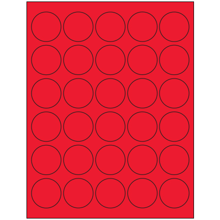 1 <span class='fraction'>1/2</span>" Fluorescent Red Circle Laser Labels