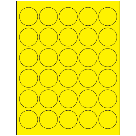 1 <span class='fraction'>1/2</span>" Fluorescent Yellow Circle Laser Labels