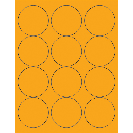 2 <span class='fraction'>1/2</span>" Fluorescent Orange Circle Laser Labels