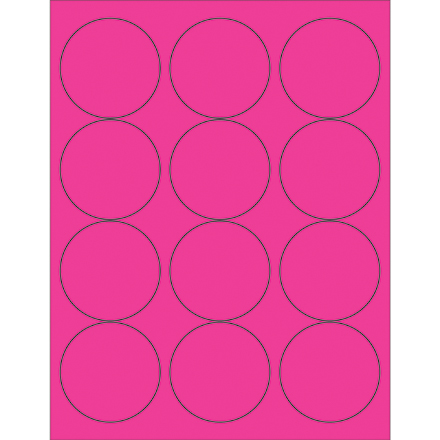 2 <span class='fraction'>1/2</span>" Fluorescent Pink Circle Laser Labels