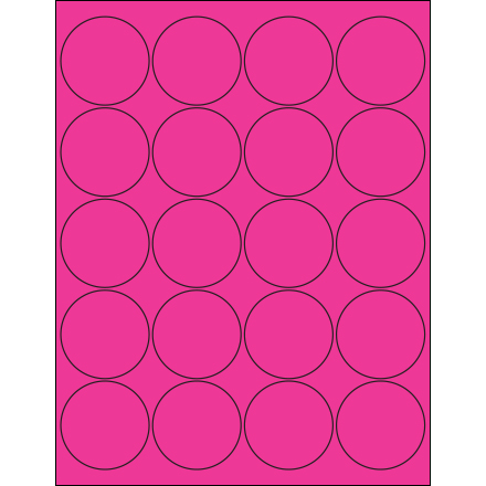 2" Fluorescent Pink Circle Laser Labels