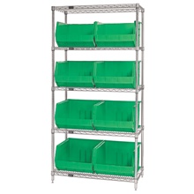 Wire Shelves with Bins