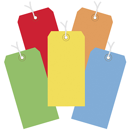 13 Pt. Shipping Tags - Assorted - Color Packs - Pre-Strung