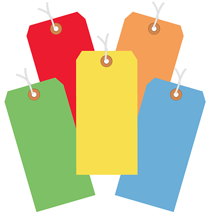 13 Pt. Shipping Tags - Assorted - Color Packs - Pre-Strung