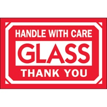 "Glass - Handle With Care - Thank You" Labels