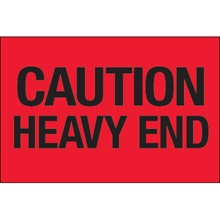 "Caution - Heavy End" (Fluorescent Red) Labels