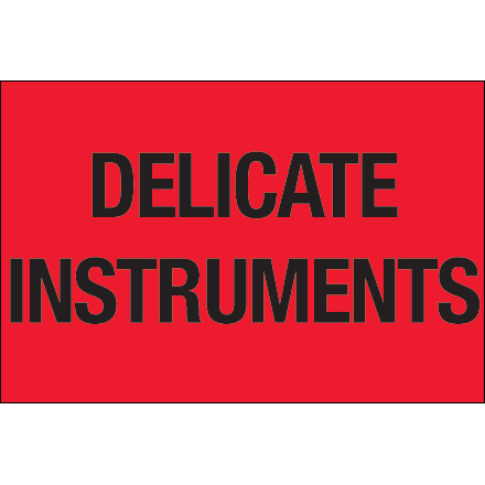 2 x 3" - "Delicate Instruments" (Fluorescent Red) Labels