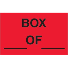 "Box ___ Of ___" (Fluorescent Red) Labels