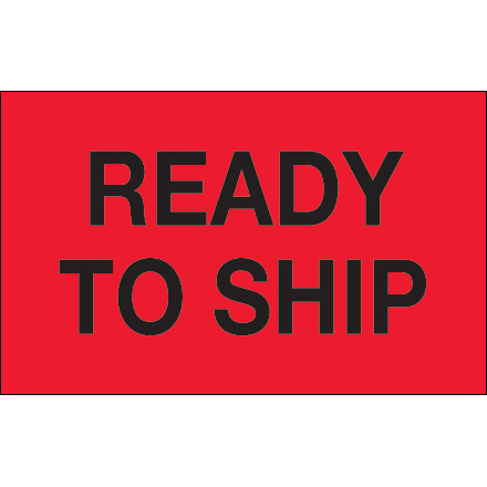 1 1/4 x 2" - "Ready To Ship" (Fluorescent Red) Labels