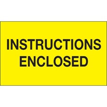 "Instructions Enclosed" (Fluorescent Yellow) Labels