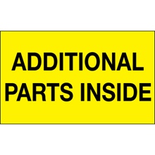 "Additional Parts Inside" (Fluorescent Yellow) Labels