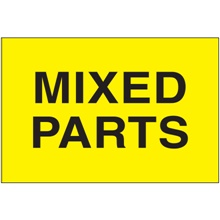 "Mixed Parts" (Fluorescent Yellow) Labels