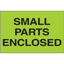 "Small Parts Enclosed" (Fluorescent Green) Labels