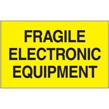 "Fragile Electronic Equipment" (Fluorescent Yellow) Labels