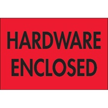 "Hardware Enclosed" (Fluorescent Red) Labels