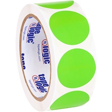 1 1/2" Fluorescent Green Inventory Circle Labels