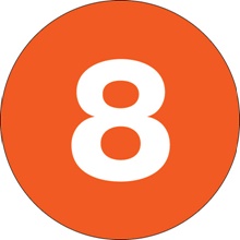 1" Circle - "8" (Orange) Number Labels