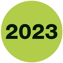 2" Circle - "2023" (Fluorescent Green) Year Labels