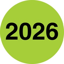 3" circle - "2026" Fluorescent Green Year Label