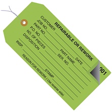 "Repairable or Rework" Inspection Tags 2 Part - Numbered 000 - 499